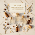 Perfume making guide cover with bottles and botanicals